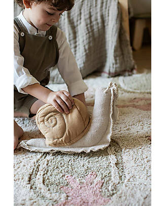 Lorena Canals Lazy Snail Cushion - Fantasy Garden - Honey - GOTS Cotton - (22x40 cm) Pouf