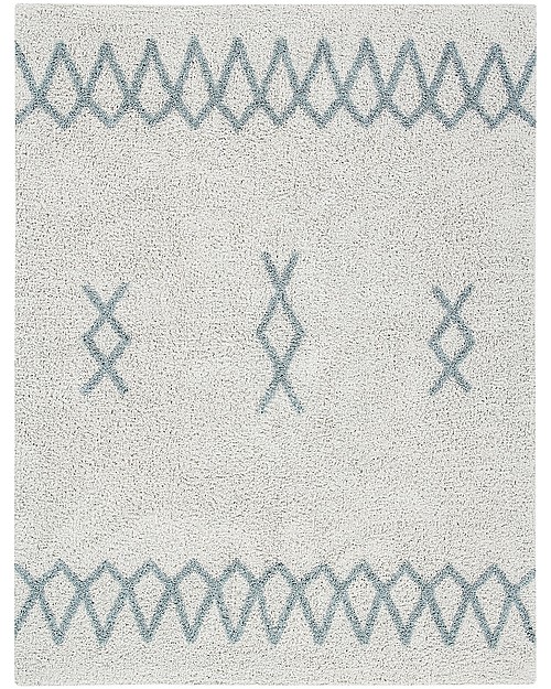 Lorena Canals Machine Washable Atlas Natural - Vintage Blue - 100% Cotton (120 x 160 cm) Carpets