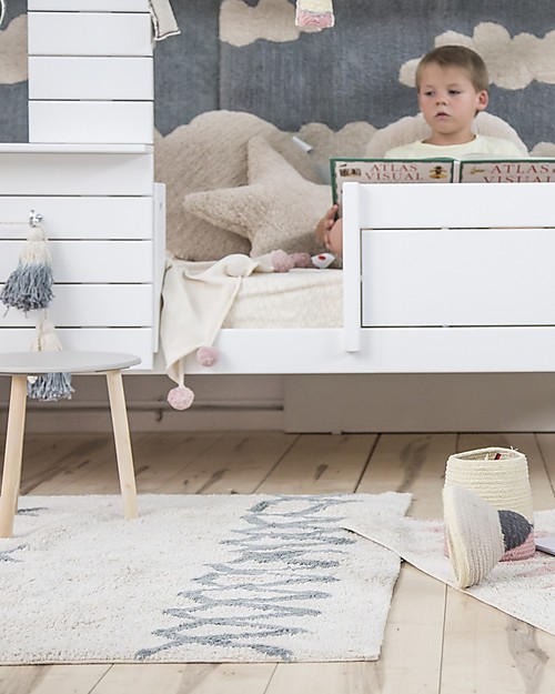 Lorena Canals Machine Washable Atlas Natural - Vintage Blue - 100% Cotton (120 x 160 cm) Carpets