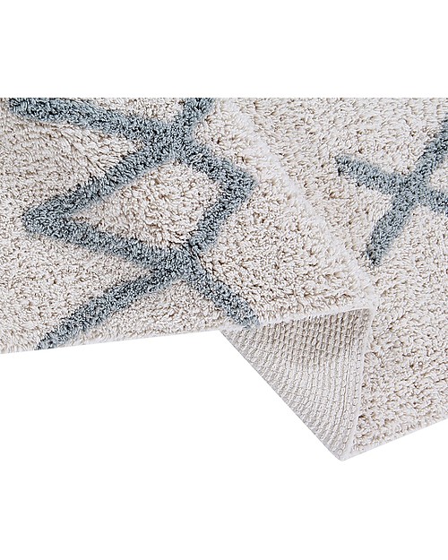 Lorena Canals Machine Washable Atlas Natural - Vintage Blue - 100% Cotton (120 x 160 cm) Carpets