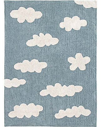 Lorena Canals Machine Washable Rug Clouds, Vintage Blue - 100% Cotton (120x160 cm) Carpets