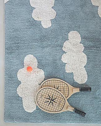 Lorena Canals Machine Washable Rug Clouds, Vintage Blue - 100% Cotton (120x160 cm) Carpets