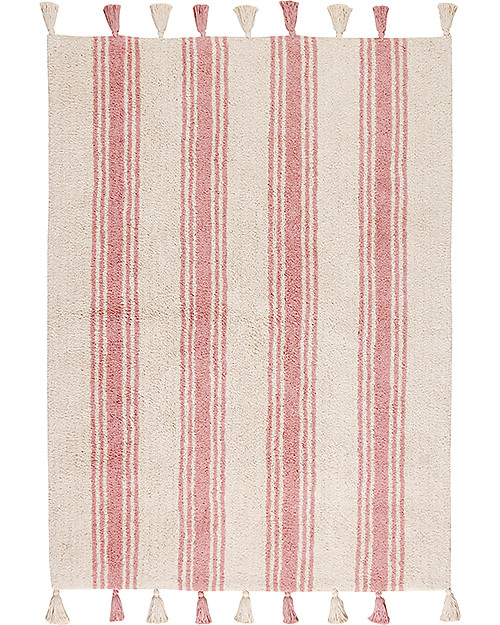 Lorena Canals Machine Washable Rug Stripes - Colar Pink - 100% Cotton (120cm x 160cm) Carpets