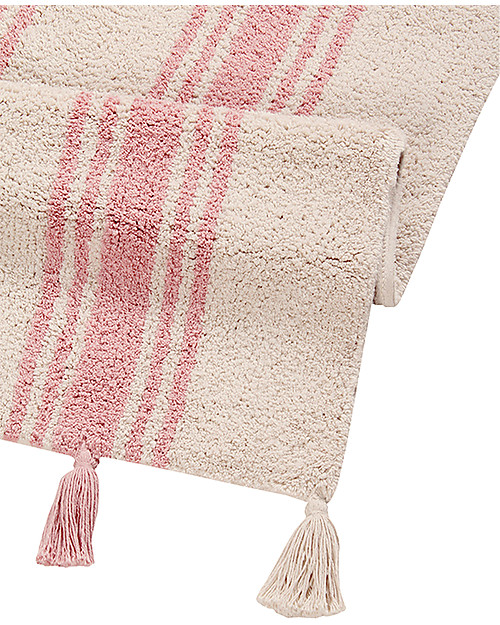 Lorena Canals Machine Washable Rug Stripes - Colar Pink - 100% Cotton (120cm x 160cm) Carpets