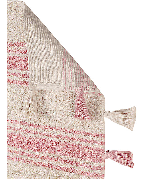 Lorena Canals Machine Washable Rug Stripes - Colar Pink - 100% Cotton (120cm x 160cm) Carpets