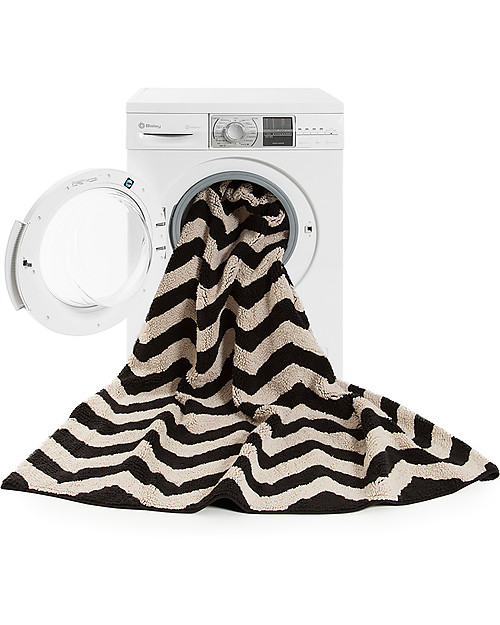 Lorena Canals Machine Washable Runner Rug Black and White - Zig-Zag - 100% Cotton (80cm x 230cm) Carpets