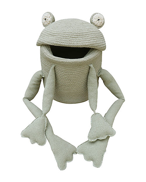 Lorena Canals Mini Toy Basket - Fred the Frog - Diameter 15cm - New Green Toys Collection Storage organisers