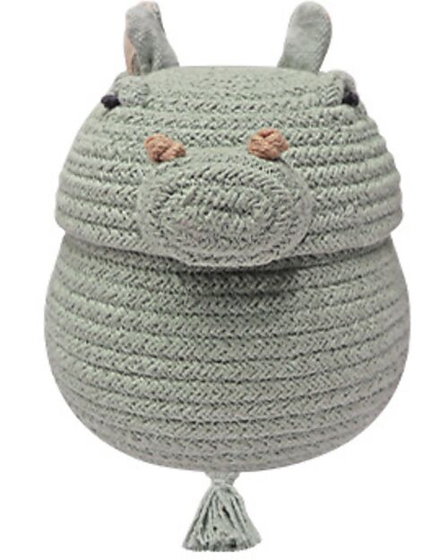 Lorena Canals Mini Toy Basket - Henry the Hippo - Diameter 17cm - New Green Toys Collection Storage organisers
