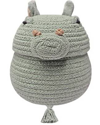 Lorena Canals Mini Toy Basket - Henry the Hippo - Diameter 17cm - New Green Toys Collection Storage organisers