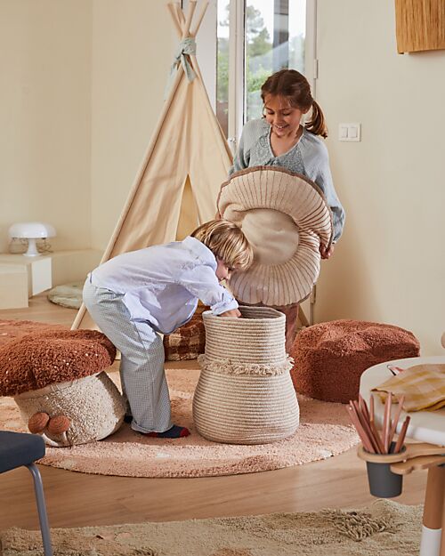 Lorena Canals Mushroom Shaped Storage Basket - Natural/Brown - Cotton - Mushrooms Collection - 45 x 40 cm Storage organisers