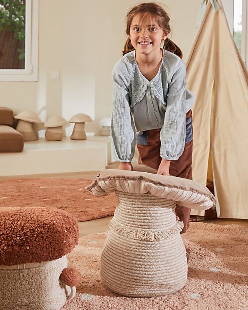 Lorena Canals Mushroom Shaped Storage Basket - Natural/Brown - Cotton - Mushrooms Collection - 45 x 40 cm Storage organisers