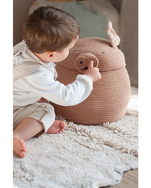 Lorena Canals Peggy the Pig Storage Basket - Pink - The Animal Crew Collection - 25 x 30 cm Storage organisers