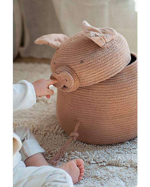 Lorena Canals Peggy the Pig Storage Basket - Pink - The Animal Crew Collection - 25 x 30 cm Storage organisers