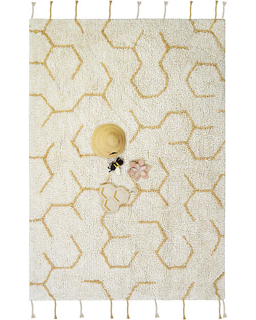 Lorena Canals Play Rug - Pollinatio - Ivory - Cotton - Planet Bee Collection - 90 x 130 cm Carpets
