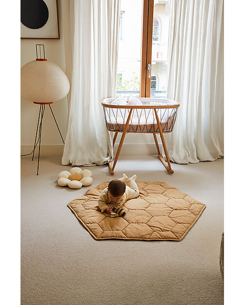 Lorena Canals Playmat - Honeycomb - Honey - 100% Organic Cotton - Planet Bee Collection - 100 x100 cm Padded Playmats