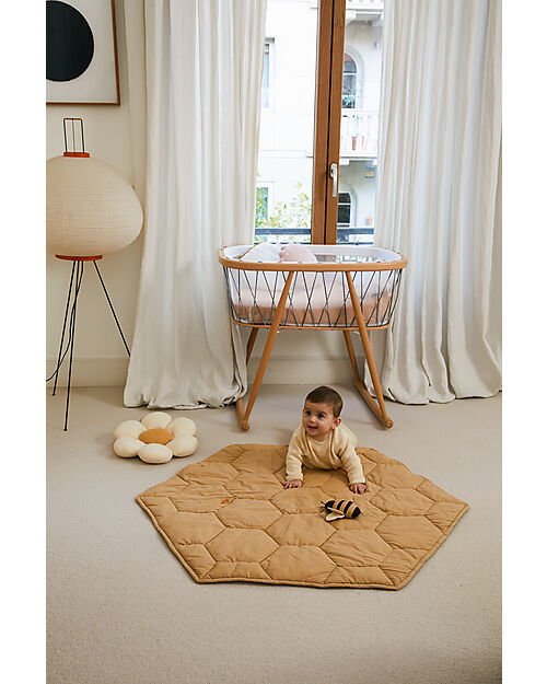 Lorena Canals Playmat - Honeycomb - Honey - 100% Organic Cotton - Planet Bee Collection - 100 x100 cm Padded Playmats