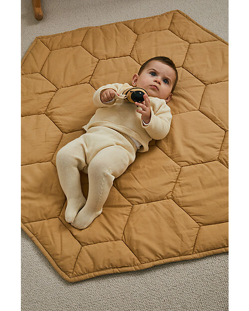 Lorena Canals Playmat - Honeycomb - Honey - 100% Organic Cotton - Planet Bee Collection - 100 x100 cm Padded Playmats