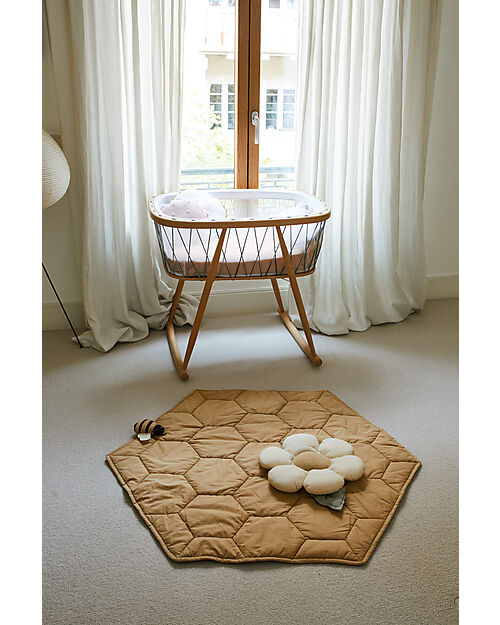 Lorena Canals Playmat - Honeycomb - Honey - 100% Organic Cotton - Planet Bee Collection - 100 x100 cm Padded Playmats