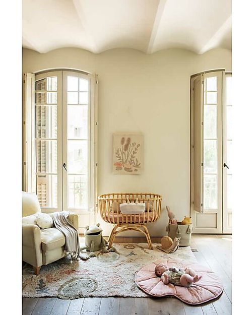 Lorena Canals Playmat - Water Lily - Fantasy Garden - Vintage Nude - GOTS Cotton - (95x95 cm) Padded Playmats