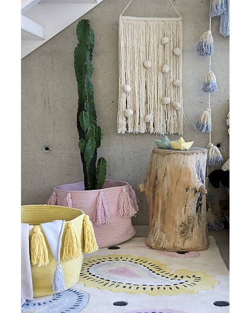 Lorena Canals Pom Pom Garland Tie-Dye, Soft Blue - 100% cotone Wall Decorations