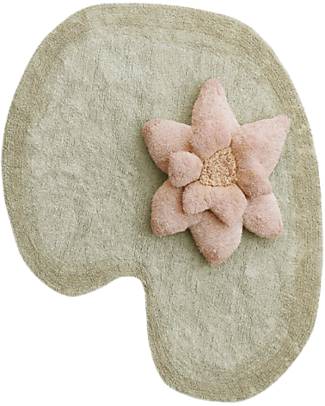 Lorena Canals Puffy Lily Washable Rug with Cushion - Water Lily Shape - Olive and Honey - (140x160 cm) Carpets