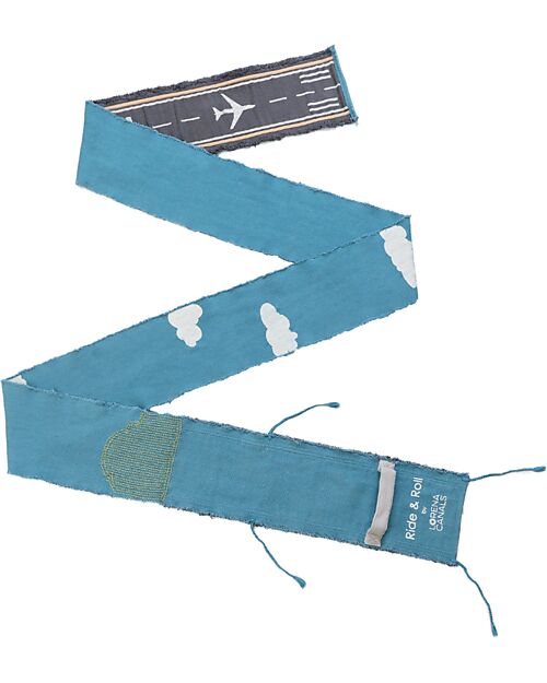 Lorena Canals Ride & Roll Airplane Set - Plane + Track - Grey/Light Blue/Green - 4 Meter Long Track Playmats