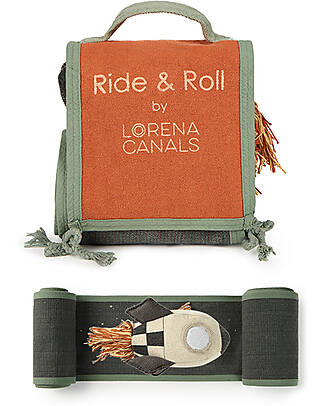 Lorena Canals Ride & Roll Milkyway - Milkyway + Track - Natural/Green/Terracotta/Grey - Astronaut Collection - 4 Meter Long Track! Playmats