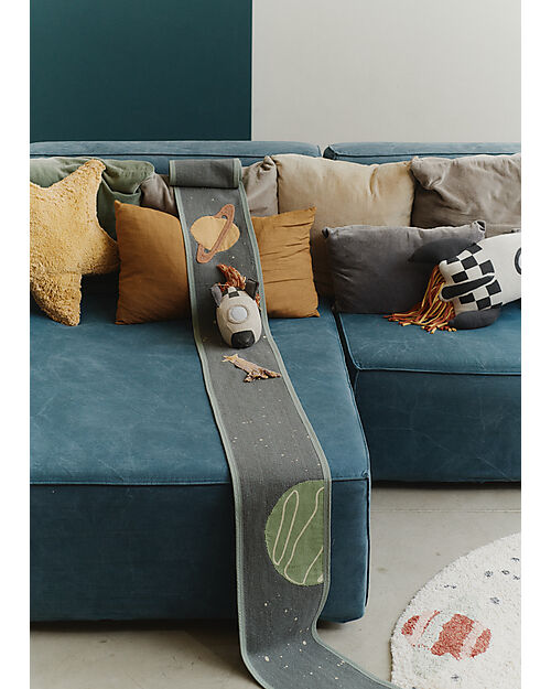 Lorena Canals Ride & Roll Milkyway - Milkyway + Track - Natural/Green/Terracotta/Grey - Astronaut Collection - 4 Meter Long Track! Playmats