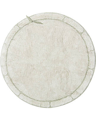 Lorena Canals Round Carpet - Leaf - Ivory/Olive Green - Cotton - Bamboo Collection - Diameter 120 cm Carpets