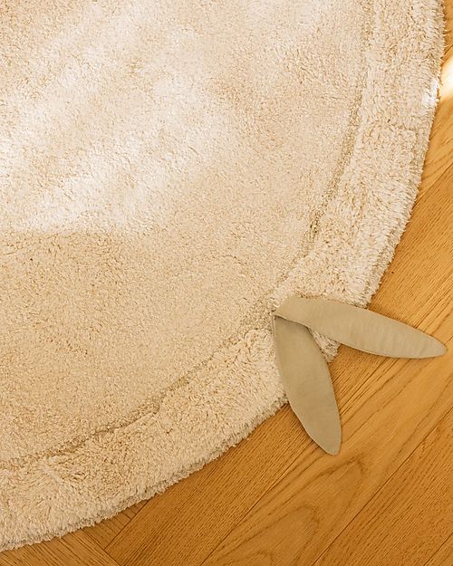 Lorena Canals Round Carpet - Leaf - Ivory/Olive Green - Cotton - Bamboo Collection - Diameter 120 cm Carpets