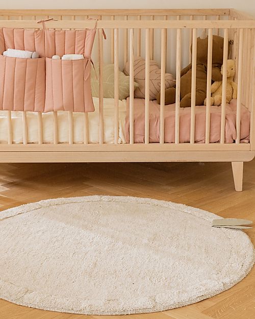 Lorena Canals Round Carpet - Leaf - Ivory/Olive Green - Cotton - Bamboo Collection - Diameter 120 cm Carpets