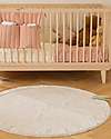 Lorena Canals Round Carpet - Leaf - Ivory/Olive Green - Cotton - Bamboo Collection - Diameter 120 cm Carpets