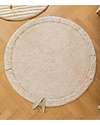 Lorena Canals Round Carpet - Leaf - Ivory/Olive Green - Cotton - Bamboo Collection - Diameter 120 cm Carpets