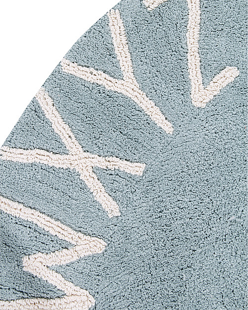 Lorena Canals Round Machine Washable ABC Rug, Blue-Natural - 100% cotton (150 cm diameter) Carpets