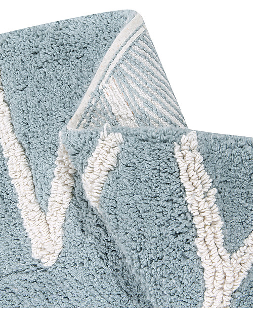 Lorena Canals Round Machine Washable ABC Rug, Blue-Natural - 100% cotton (150 cm diameter) Carpets