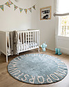 Lorena Canals Round Machine Washable ABC Rug, Blue-Natural - 100% cotton (150 cm diameter) Carpets