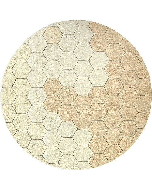 Lorena Canals Round Rug - Honeycomb - Ivory/Golden - Cotton - Planet Bee Collection - Diameter 140 cm Carpets