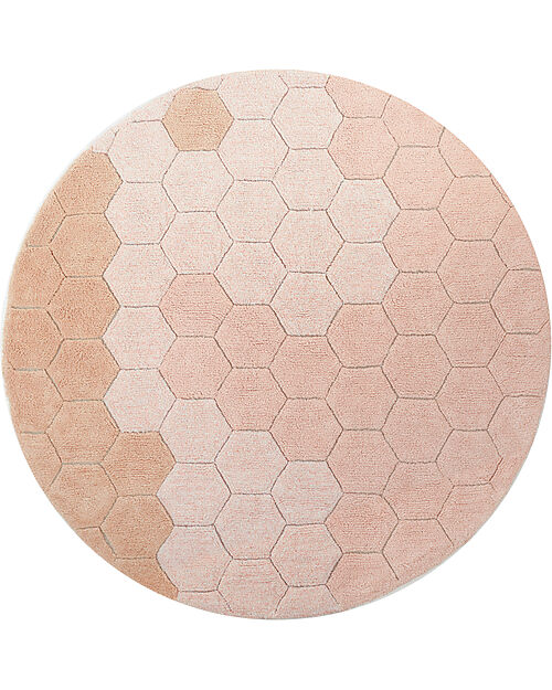Lorena Canals Round Rug - Honeycomb - Ivory/Rose - Cotton - Planet Bee Collection - Diameter 140 cm Carpets