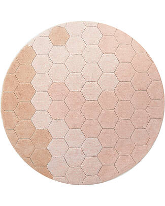 Lorena Canals Round Rug - Honeycomb - Ivory/Rose - Cotton - Planet Bee Collection - Diameter 140 cm Carpets