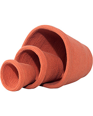 Lorena Canals Set of 3 Pot Baskets, Terracotta - Handmade Toy Storage Boxes