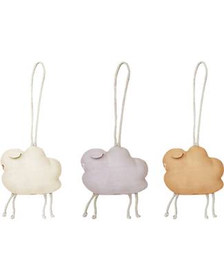 Lorena Canals Set of 3 Rattle Toy Hangers - Little Sheep - 100% Organic Cotton GOTS - Bamboo Collection - 40 x 50 cm Baby Gym