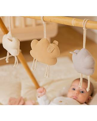Lorena Canals Set of 3 Rattle Toy Hangers - Little Sheep - 100% Organic Cotton GOTS - Bamboo Collection - 40 x 50 cm Baby Gym