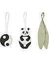 Lorena Canals Set of 3 Rattle Toy Hangers - Panda - 100% Organic Cotton GOTS - Bamboo Collection - 40 x 50 cm Baby Gym