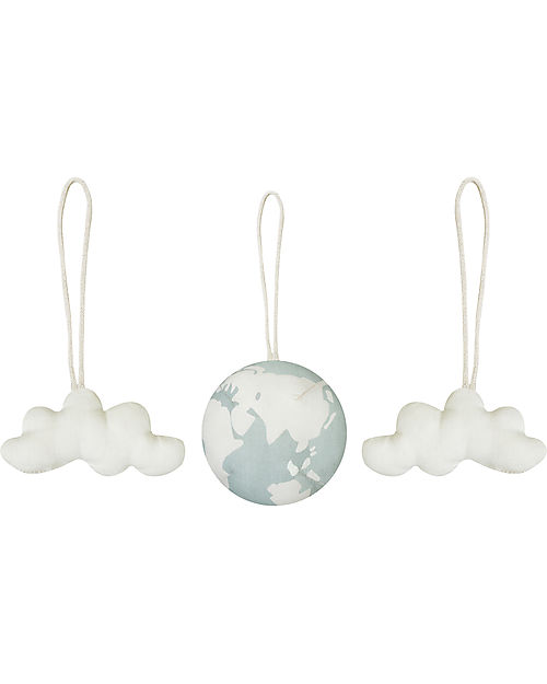 Lorena Canals Set of 3 Rattle Toy Hangers - World Bal - 100% Organic Cotton GOTS - Bamboo Collection - 40 x 50 cm Baby Gym