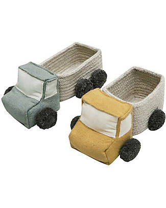 Lorena Canals Set of Mini Baskets - Eco City - Truck - Gray/Blue/Honey - Cotton Storage organisers