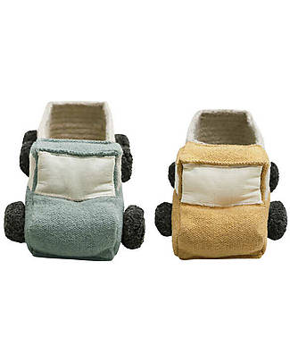 Lorena Canals Set of Mini Baskets - Eco City - Truck - Gray/Blue/Honey - Cotton Storage organisers