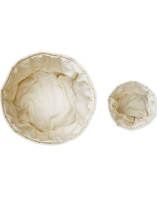 Lorena Canals Set of two Quilted Baskets - Bambie Natural - 100% GOTS Organic Cotton - Bamboo Collection - Diameter 20 x 30 cm and 15 x 15 cm Storage organisers