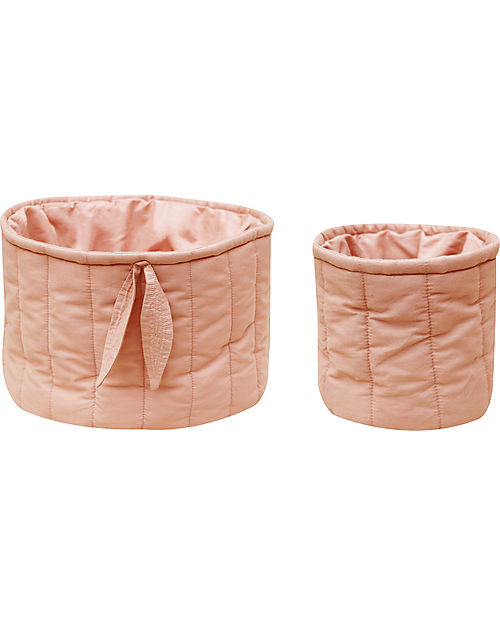 Lorena Canals Set of two Quilted Baskets Bambie Vintage Nude 100 GOTS Organic Cotton Bamboo Collection Diameter 20 x 30 cm and 15 x 15 cm unisex bambini