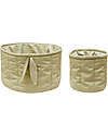 Lorena Canals Set of two Quilted Baskets - Olive Green Bambie - 100% GOTS Organic Cotton - Bamboo Collection - Diameter 20 x 30 cm and 15 x 15 cm Storage organisers