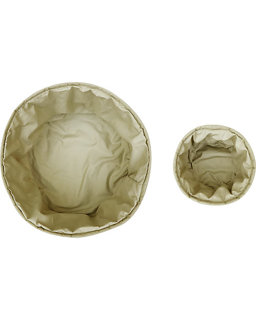 Lorena Canals Set of two Quilted Baskets - Olive Green Bambie - 100% GOTS Organic Cotton - Bamboo Collection - Diameter 20 x 30 cm and 15 x 15 cm Storage organisers